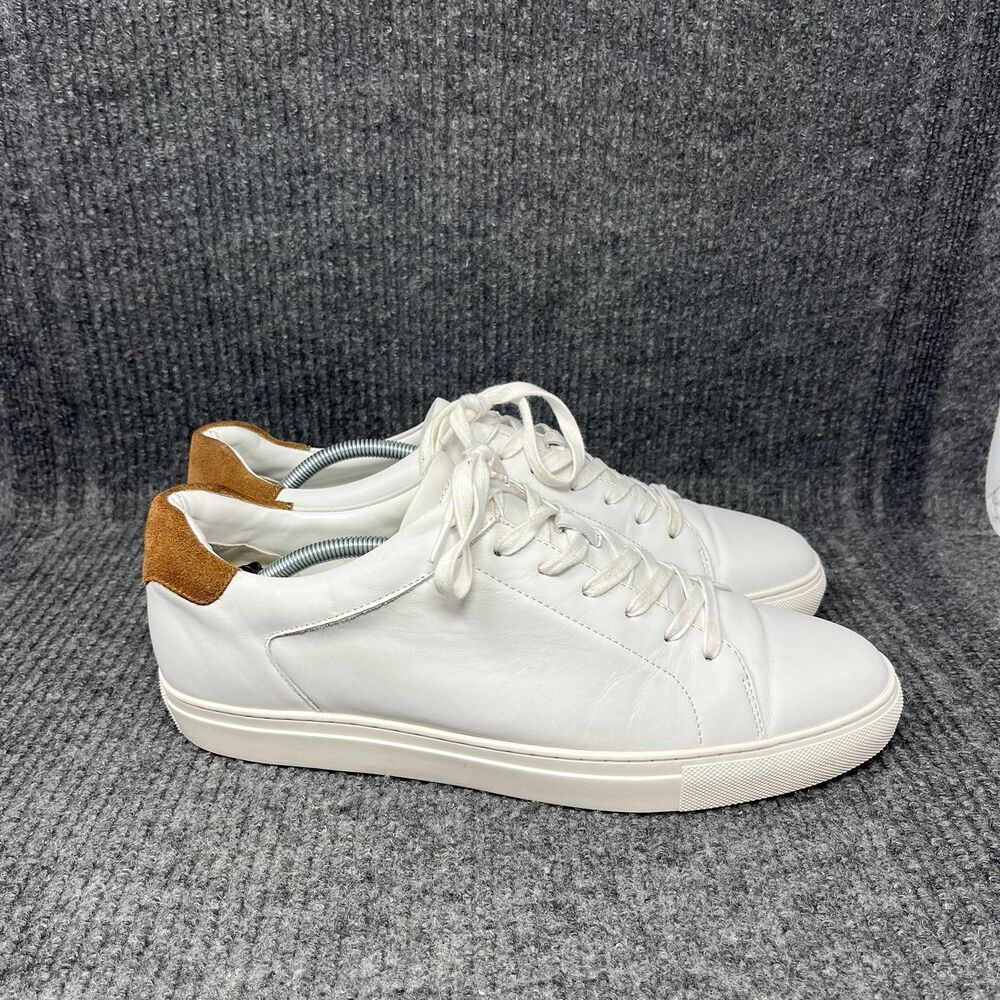 Nordstrom Nojace‎ Ortholite Casual Sneaker Leather White Brown Mens Size 12 M